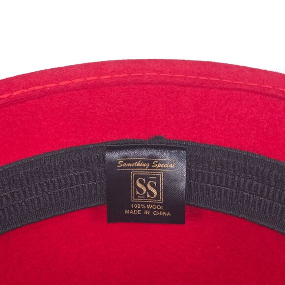 Something Special Cloche Fedora Wool Hat Red Purple Bow Beaded Flower Grannycore - Picture 8 of 9